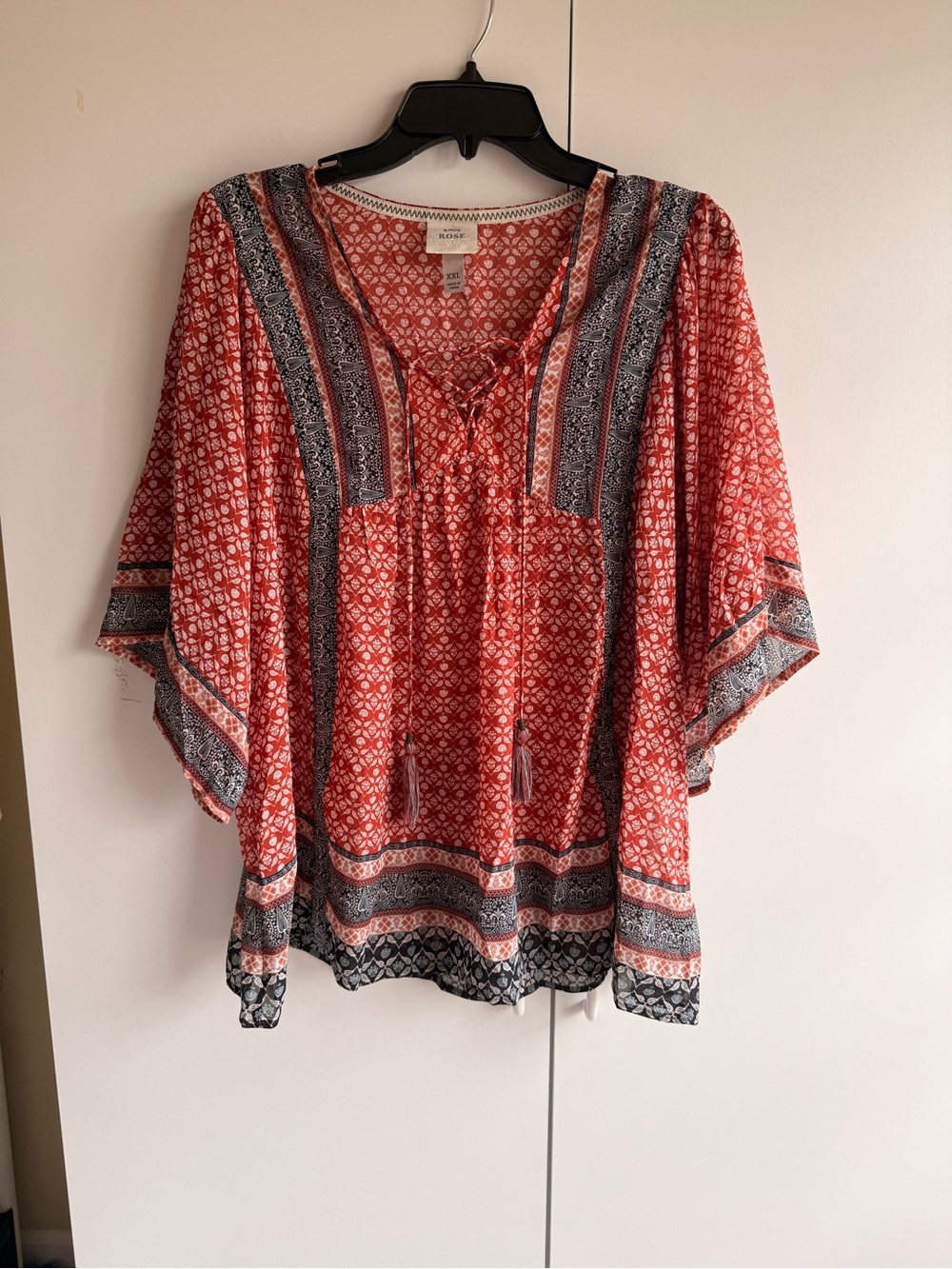 Mossimo Supply Co. Coral Red Printed Boho Blouse